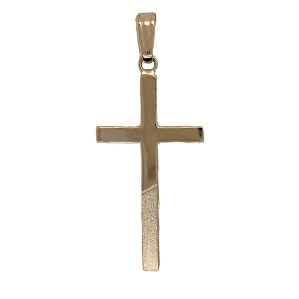 14K Yellow Gold Dual Finish Cross Pendant MISC-9819
