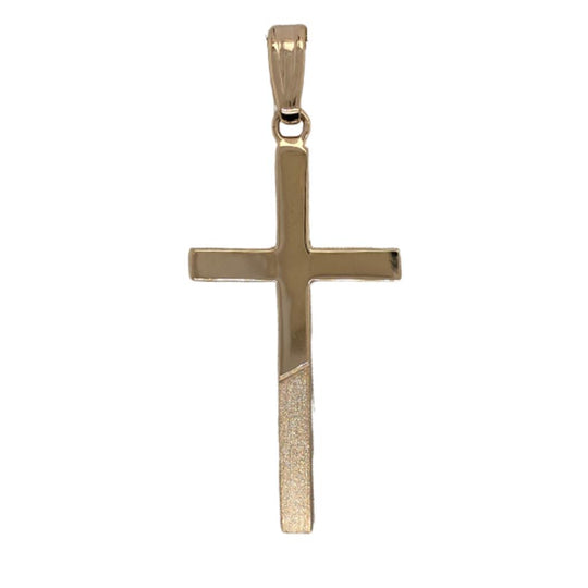 14K Yellow Gold Dual Finish Cross Pendant MISC-9819
