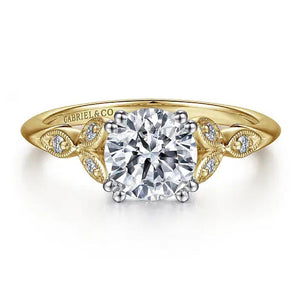 Gabriel & Co 14K Yellow Gold Floral Diamond Engagement Ring ER11721R4M44JJ