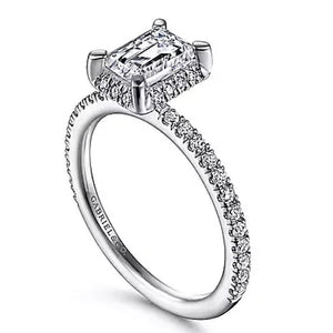 Gabriel 14K White Emerald Diamond Halo Engagement Ring ER14719E4W44JJ