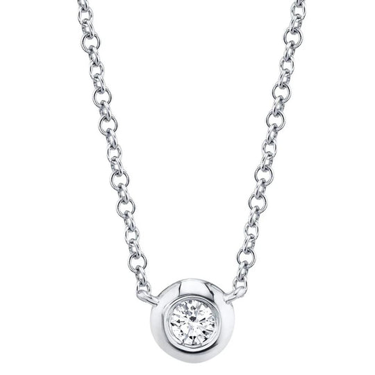 Shy Creation 14K White Gold Diamond Bezel Necklace SC55003228