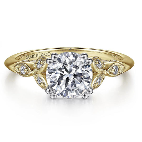 Gabriel & Co 14K Yellow Gold Victorian Floral Ring Mounting ER11721R1M44JJC25