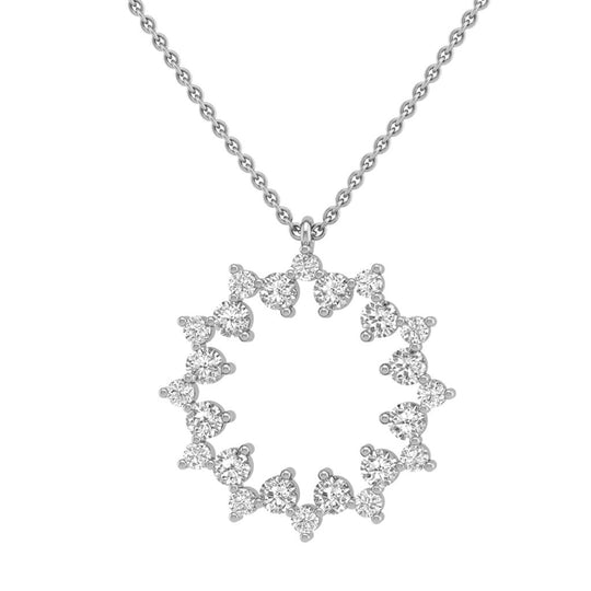 CW Signature 18K White Gold Scattered Diamond Circle Necklace P0492