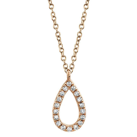 Shy Creation 14K Rose Gold Teardrop Diamond Necklace SC55010069