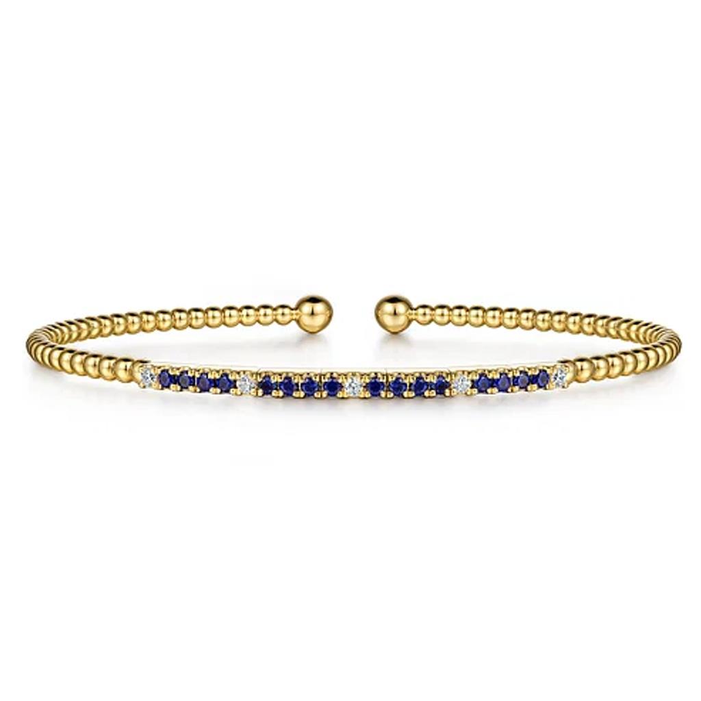 Gabriel 14KY Diamond and Blue Sapphire Beaded Bracelet BG4702-65Y45SA