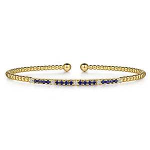 Gabriel 14KY Diamond and Blue Sapphire Beaded Bracelet BG4702-65Y45SA