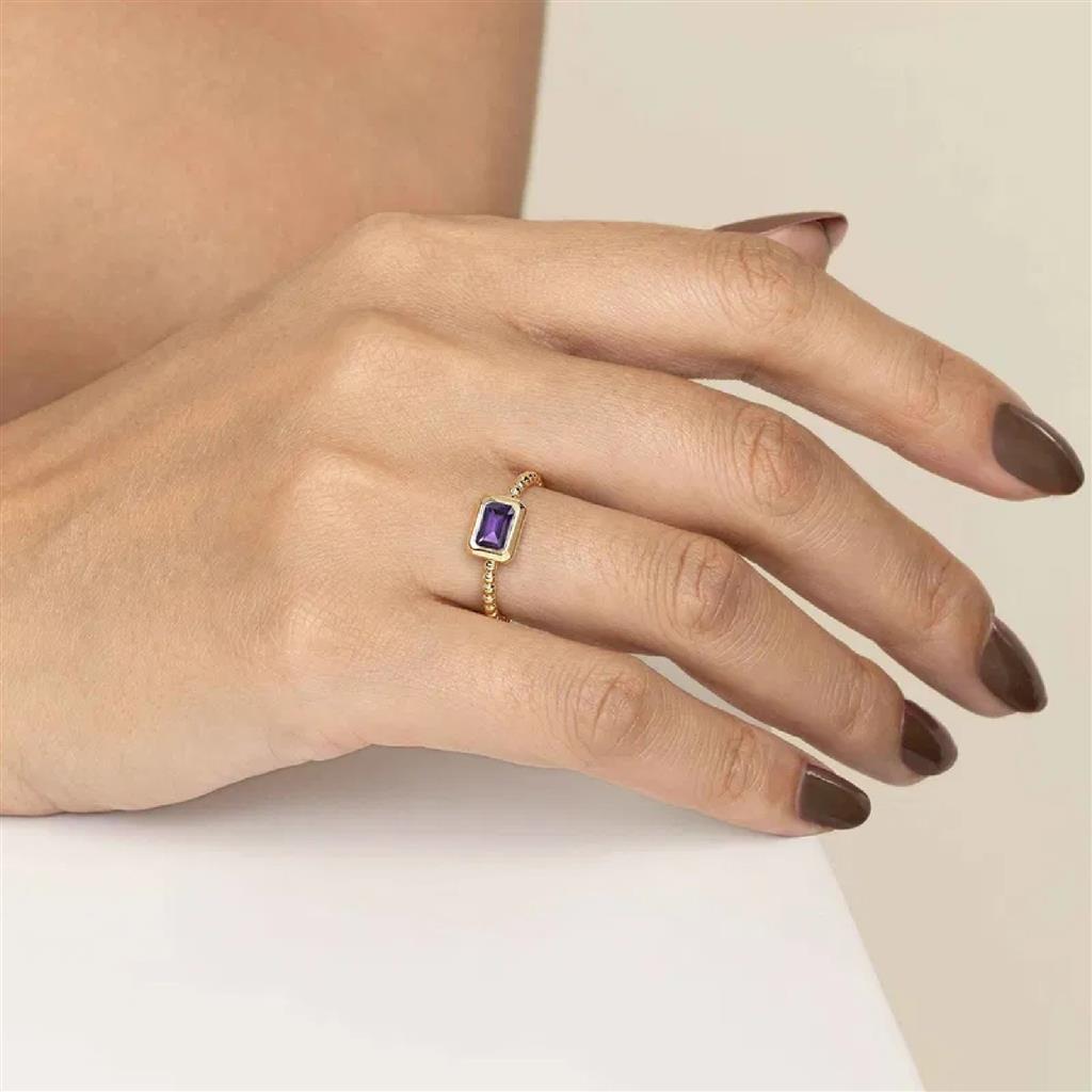 Gabriel & Co 14K Yellow Gold Bujukan Amethyst Fashion Ring LR52684Y4JAM