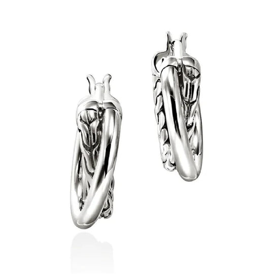 John Hardy Sterling Silver Essential Crossover Hoop Earrings EB98713