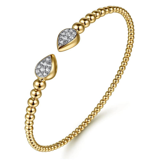 Gabriel & Co 14K Yellow Gold Bujukan Pave Diamond Split Bangle BG5048-62Y45JJ