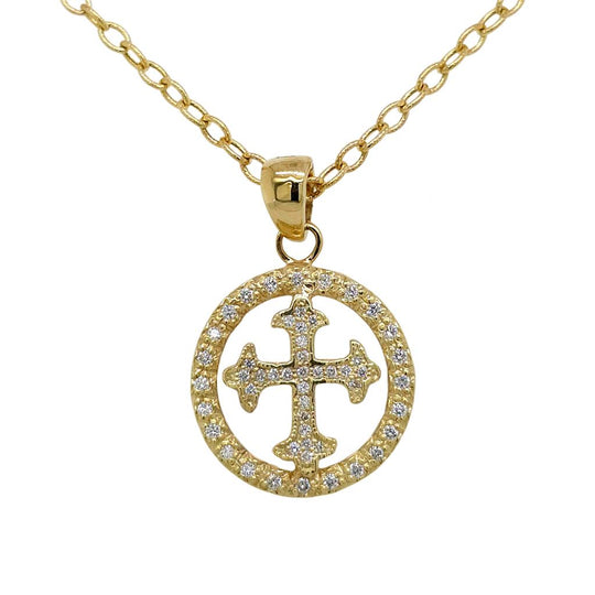 14K Yellow Mother of Pearl Diamond Accented Necklace NZ4465