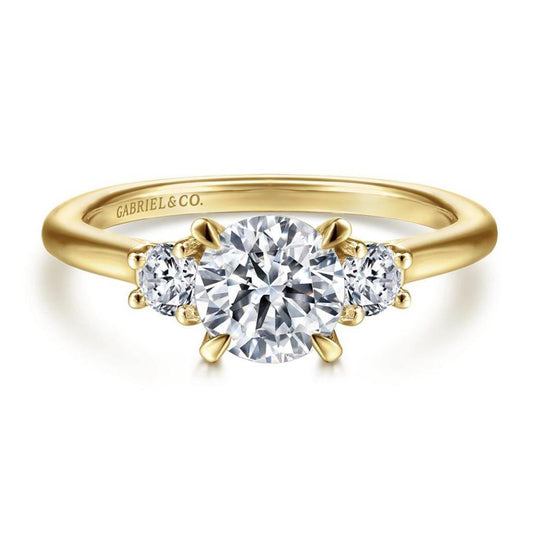 Gabriel & Co 14K Yellow Gold Three Stone Engagement Ring ER14745R3Y44JJ