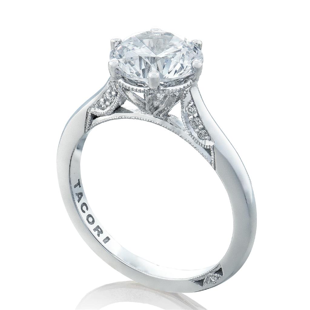 Simply Tacori 18K White Gold Solitaire Engagement Ring 2650 RD 6 W