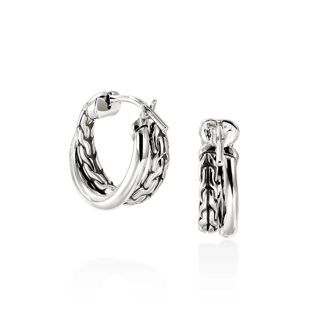 John Hardy SS Crossover Hoop Earrings EB98713