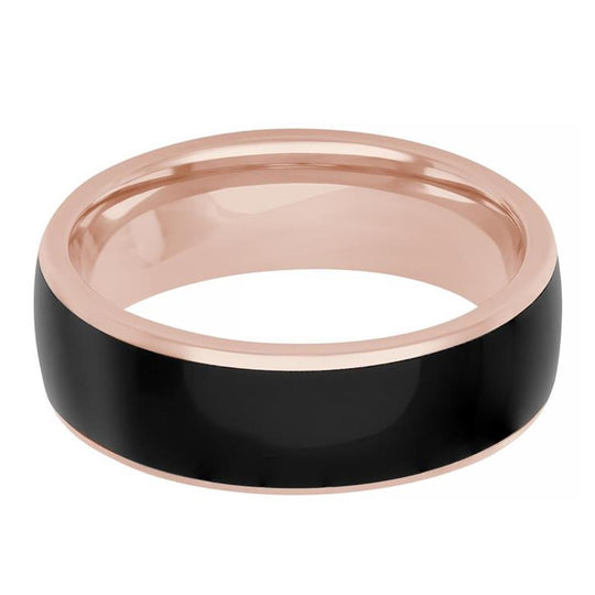 Frederick Goldman 14K Rose Gold and Black Ceramic Wedding Band 11-6236RCEB7-G.00
