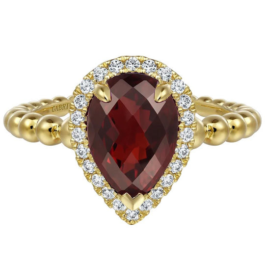 Gabriel & Co 14K Yellow Gold Diamond and Garnet Fashion Ring LR52524Y45GN