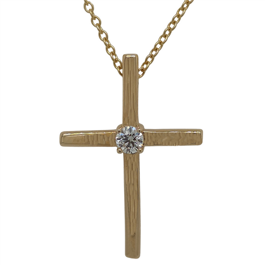 14K Yellow Custom Hearts On Fire Diamond Cross Pendant HOFCROSS