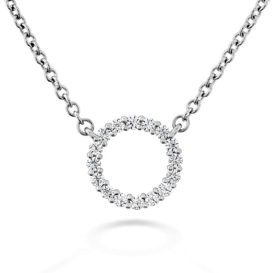 Hearts On Fire 18K White Gold Small Circle Diamond Necklace HFPSIGC00128W