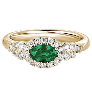 14KY Emerald Diamond Halo Ring GR883LDY28EM