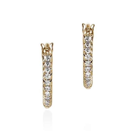John Hardy 14K Yellow Gold Diamond Pave Hoop Earrings EGGX987012DI