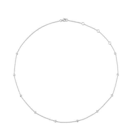 Shy Creation 14K White Gold Diamonds by the Yard Necklace SC55026639