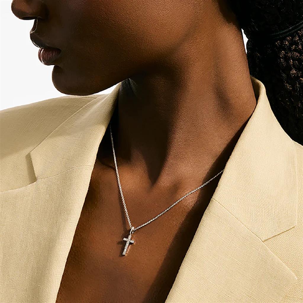 John Hardy Sterling Silver Diamond Pave Cross Pendant Necklace NBP9893882DIX16-18