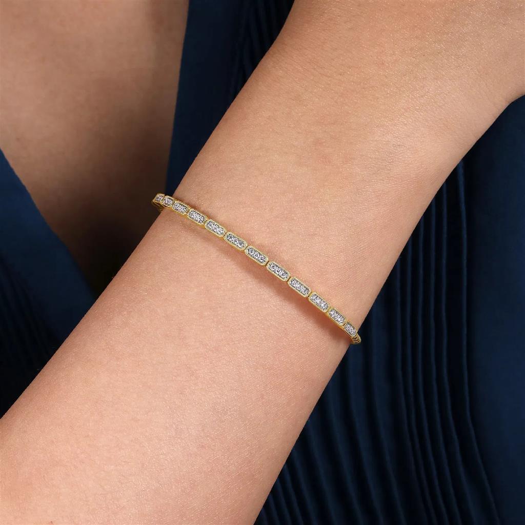 Gabriel & Co 14K Yellow Gold Bujukan Diamond Bangle BG4443-62Y45JJ