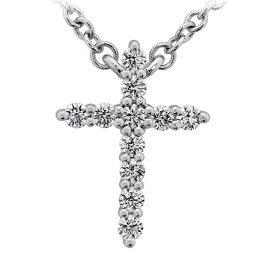 Hearts on Fire 18K White Gold Small Diamond Cross Necklace HFPSIGCR00118W