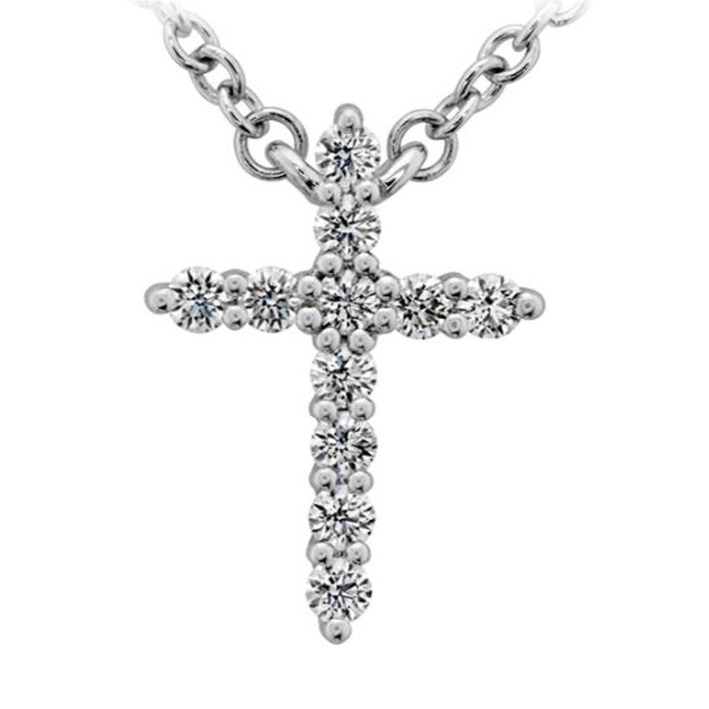 Hearts on Fire 18KW Small Cross Necklace HFPSIGCR00118W