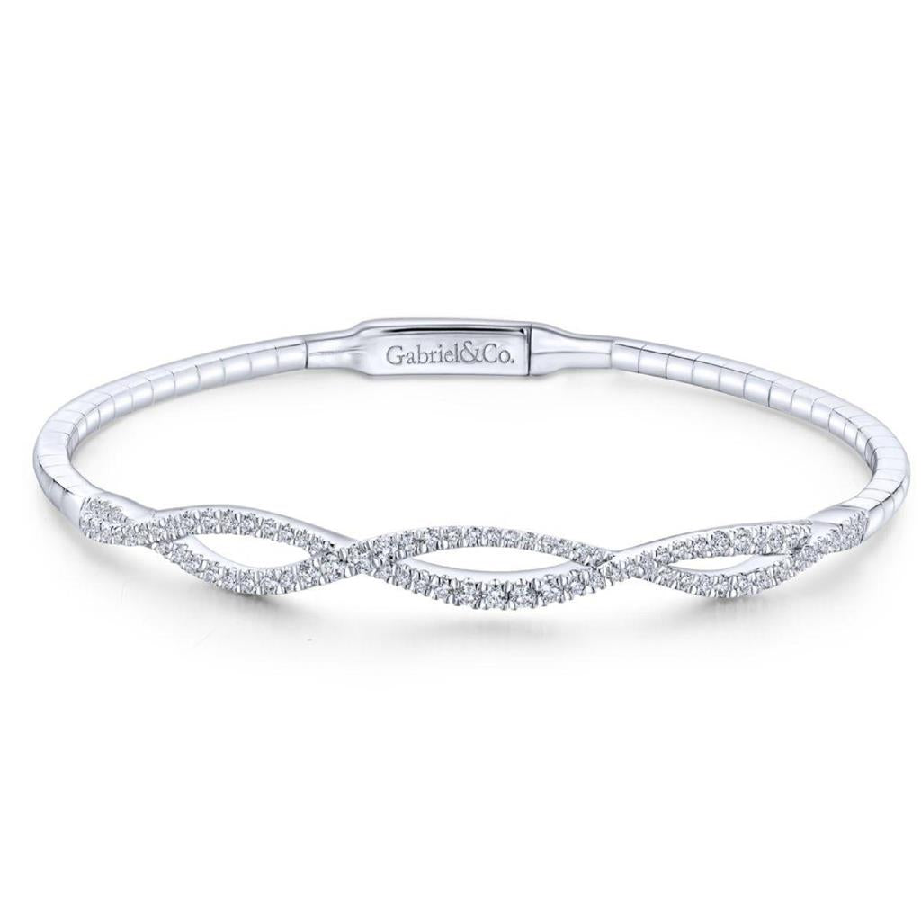 Gabriel & Co 14K White Gold Demure Diamond Twist Bangle BG3978-7W45JJ