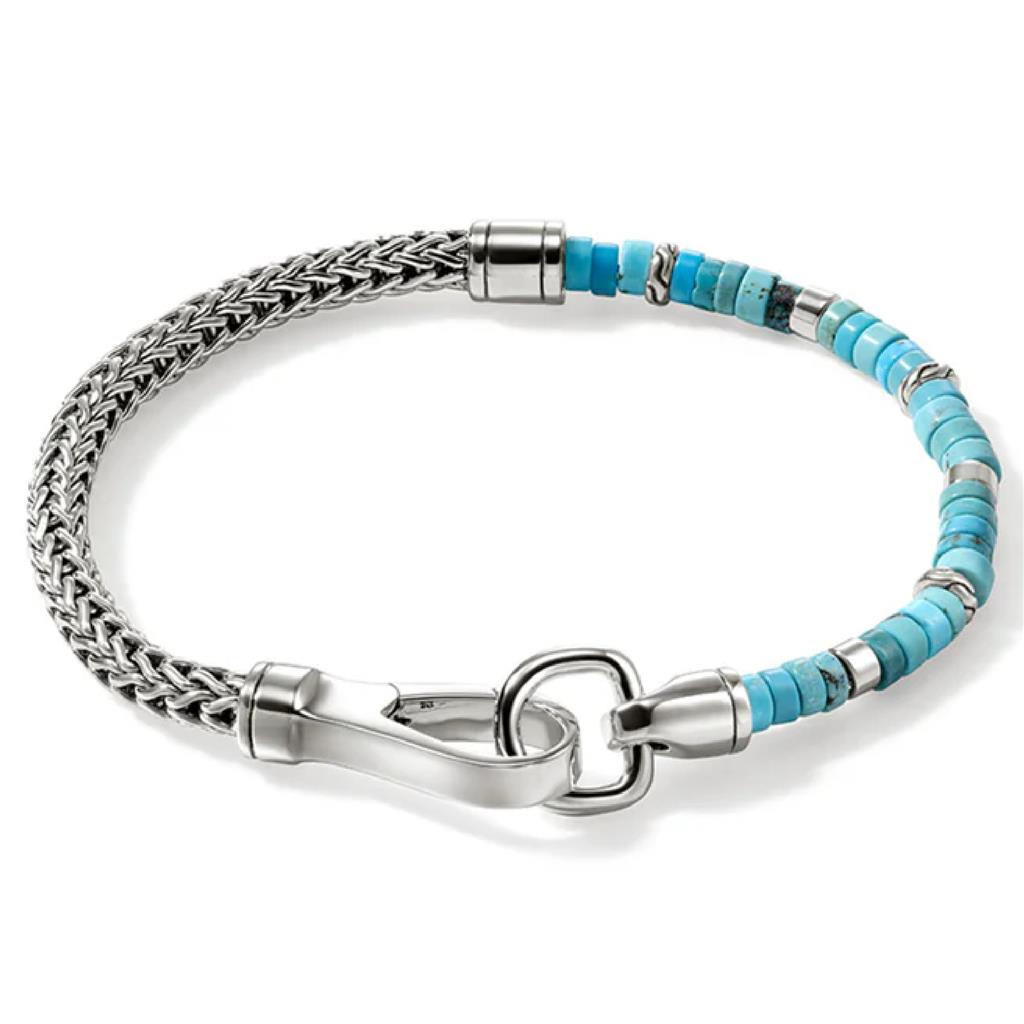 John Hardy SS Heishi Turquoise Beaded Bracelet BUS9012521TQXUL