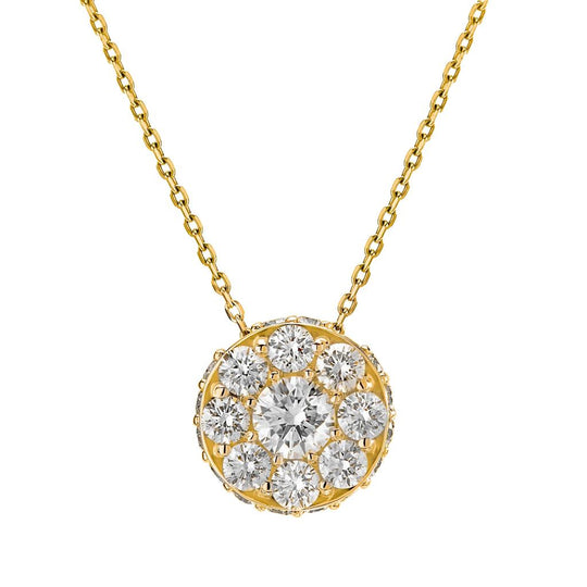 CW Signature 18K Yellow Gold Cluster Dia Pendant P0326Y