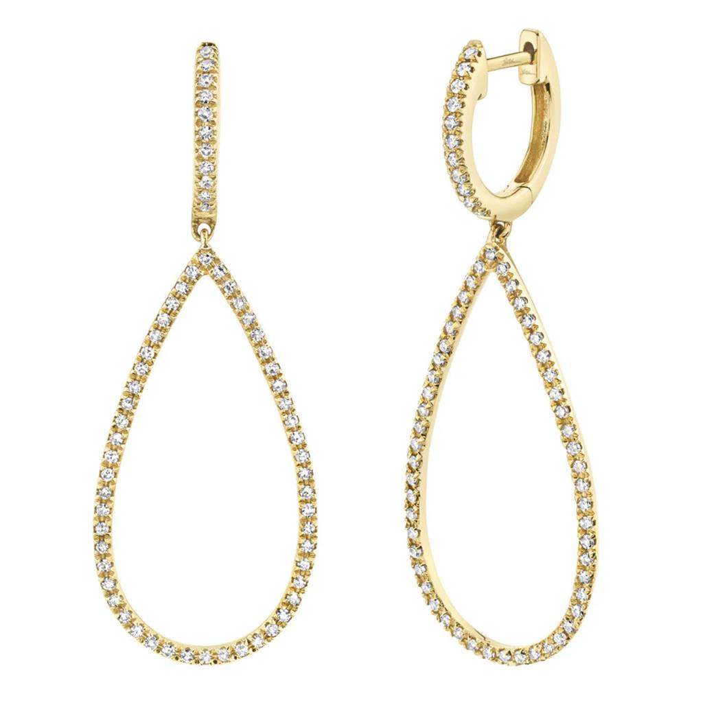 Shy Creation 14K Yellow Gold Diamond Teardrop Dangle Earrings SC22003458V2