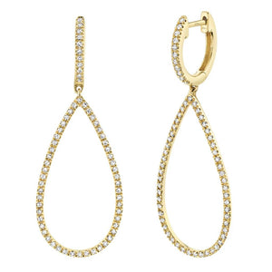 Shy Creation 14K Yellow Gold Diamond Teardrop Dangle Earrings SC22003458V2