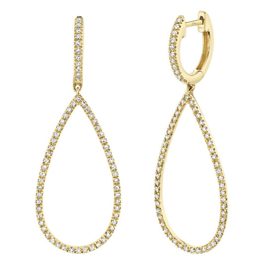 Shy Creation 14K Yellow Gold Diamond Teardrop Dangle Earrings SC22003458V2