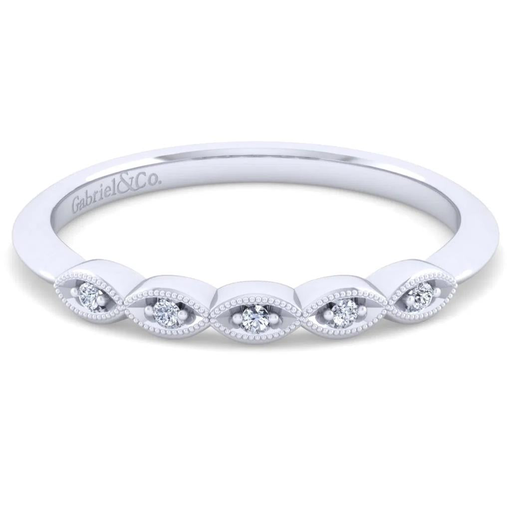 Gabriel & Co 14K White Gold Milgrain Diamond Band WB11747R8W44JJ