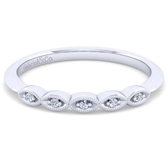 Gabriel & Co 14K White Gold Milgrain Diamond Band WB11747R8W44JJ
