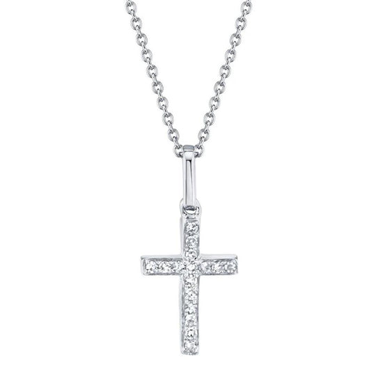 Shy Creation 14K White Gold Diamond Cross Necklace SC22002782AC