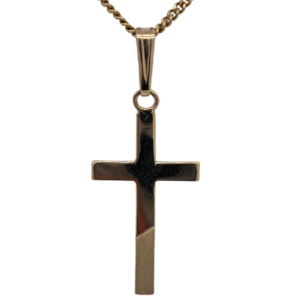 14K Yellow Gold Dual Finish Cross Pendant MISC-9619A