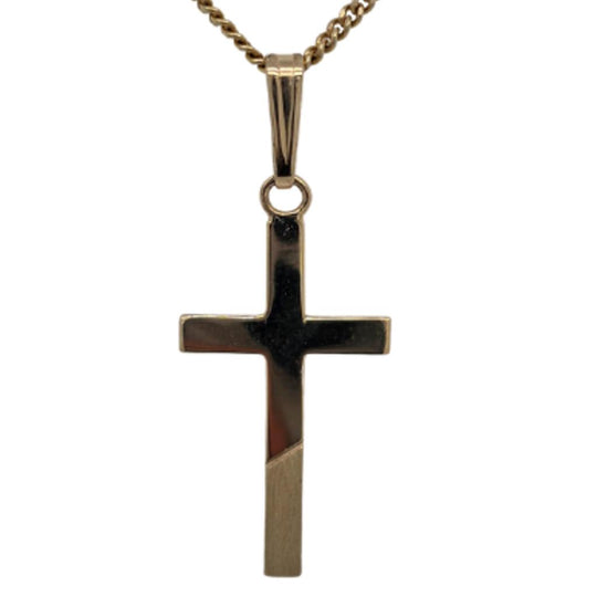 14K Yellow Gold Dual Finish Cross Pendant MISC-9619A