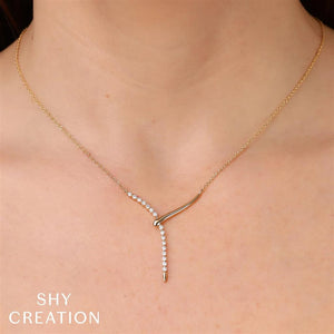 Shy 14KW Diamond Drop Necklace SC55026555