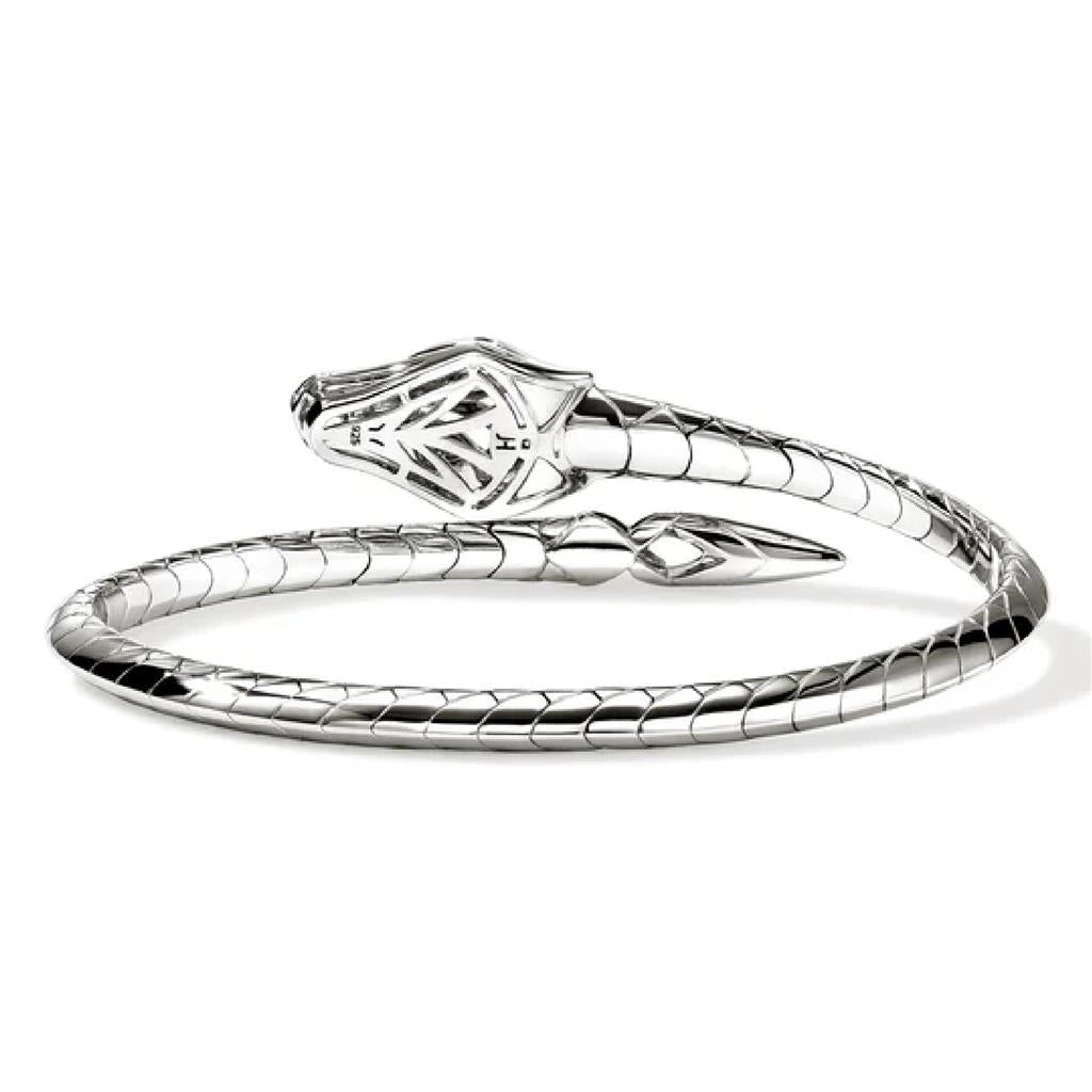 John Hardy Sterling Silver Naga Diamond & Blue Sapphire Flex Cuff CBP603682BSPDIXM
