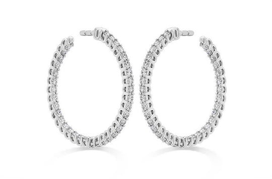 Hearts on Fire 18K White Gold Inside Out Diamond Hoops HOOPSIGIO00878W