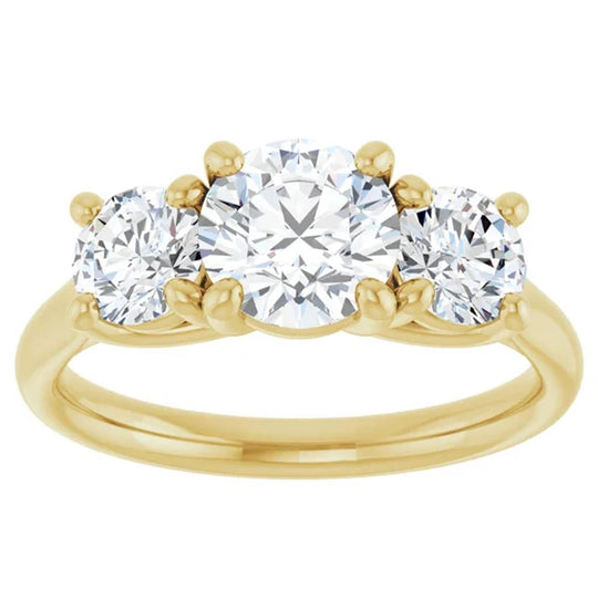 14K Yellow Gold 3 Stone Diamond Engagement Ring 122105YC