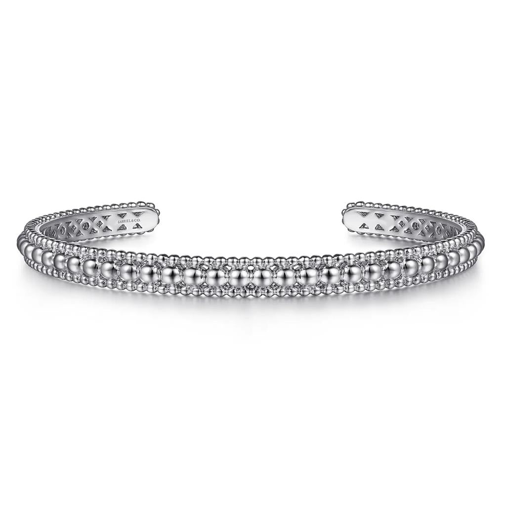 Gabriel & Co Sterling Silver Bujukan Beaded Open Bangle BG4594-62SVJJJ