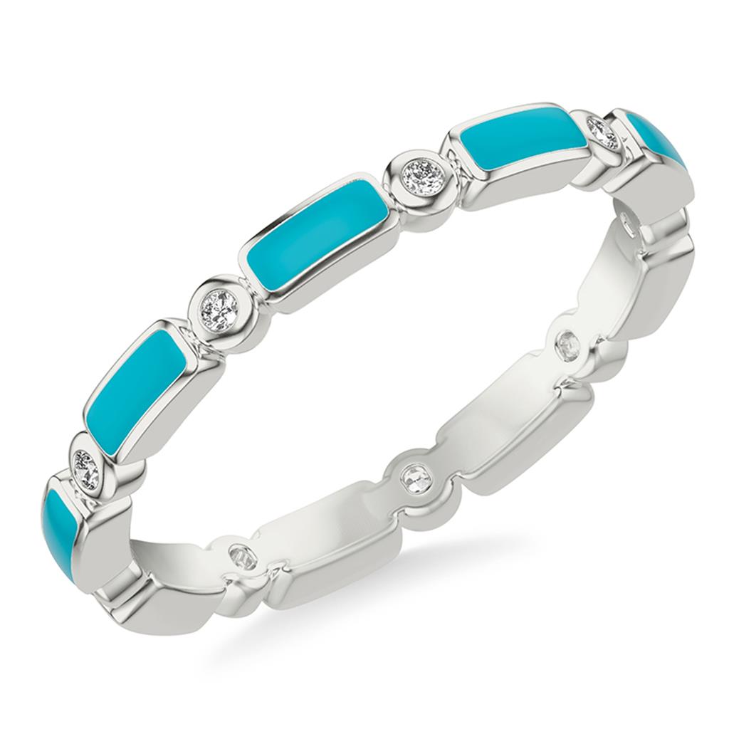 14KW Alternating Turquoise and Diamond Band 33-9520WT65-L.00
