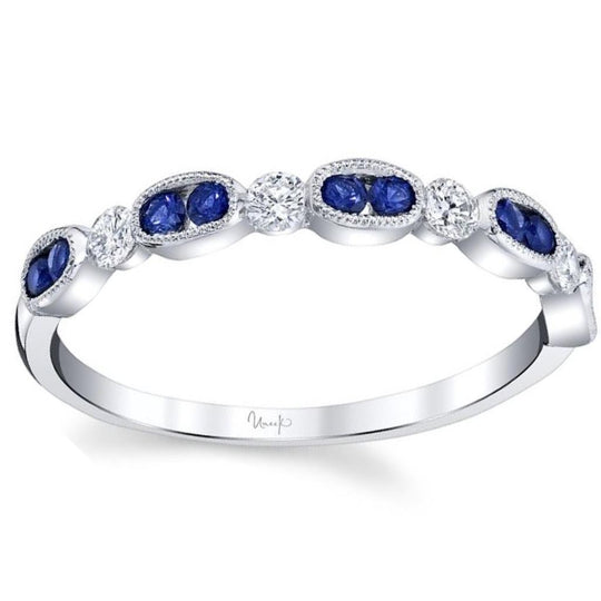 Uneek 14K White Gold Milgrain Blue Sapphire and Diamond Ring LVBMI2065S