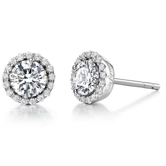 Lafonn Sterling Silver Platinum Plated Simulated Diamond Halo Studs BE001DAP00