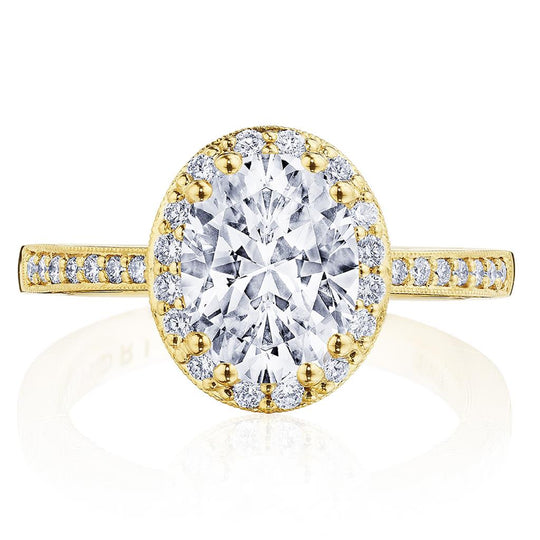 Tacori 14K Yellow Gold Coastal Crescent Halo Engagement Ring P103 OV 8x6 FY