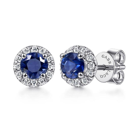 Gabriel & Co 14K White Gold Lusso Sapphire Diamond Studs EG11602W45SA