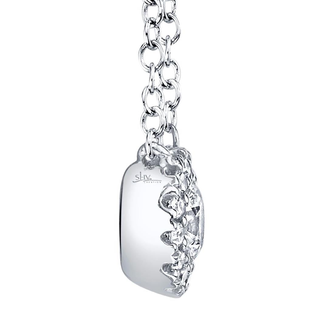 Shy Creation 14K White Gold Diamond Halo Necklace SC55002695
